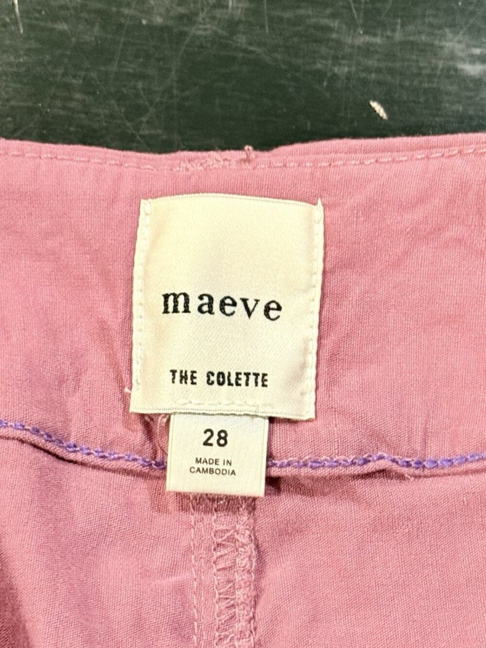 Anthropologie Maeve Sz 28 Colette Crop Wide-Leg Pants Pink Patch Pocket Linen - Picture 4 of 8
